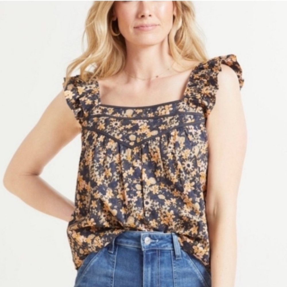Evereve Roan & Ryan Floral Ruffle Sleeve Top